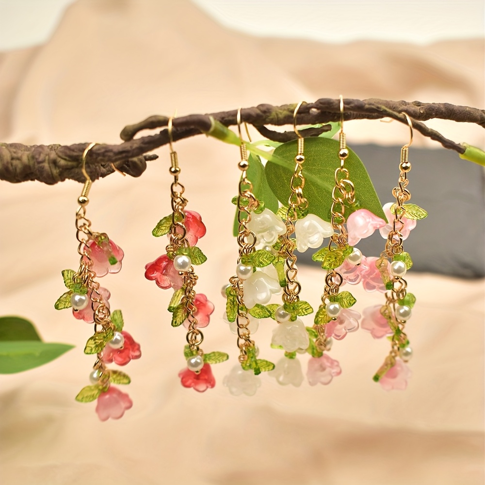 Women's Glass Wind Chime Flower Earrings